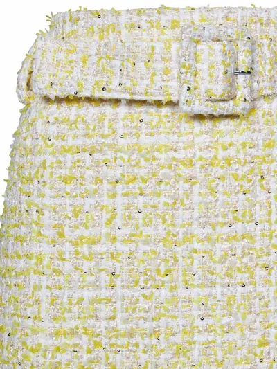 Shop Rotate Birger Christensen Belted Waist Midi Skirt In Yellow