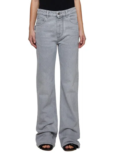 Shop Bottega Veneta Denim Flared Leg Trousers In Grey