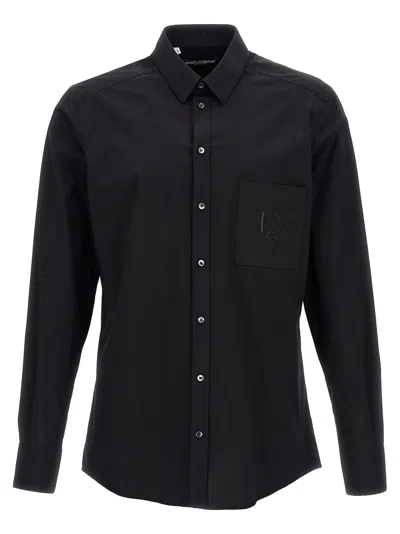 Shop Dolce & Gabbana Logo Embroidery Shirt In Nero