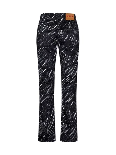 Shop Marni Crayon Print Flocked Jeans In Black