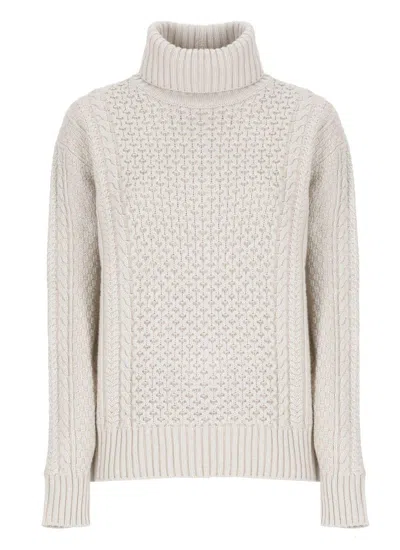 Shop Fabiana Filippi Turtleneck Knitted Jumper In Greige