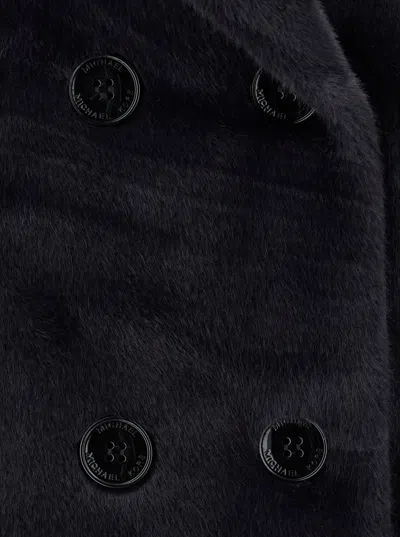 Michael Kors Black Double-breasted Coat In Blue