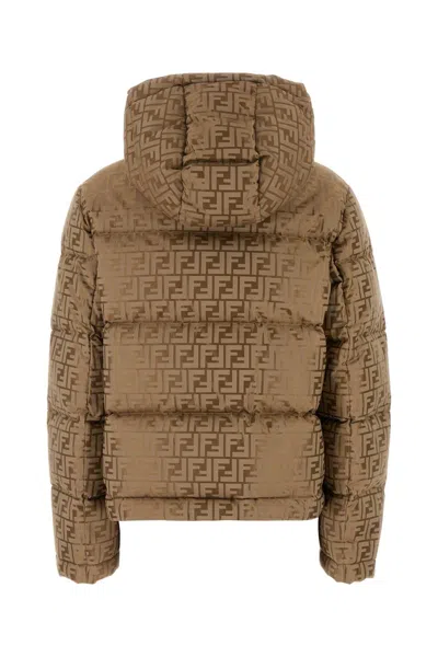 FENDI EMBROIDERED COTTON BLEND DOWN JACKET 