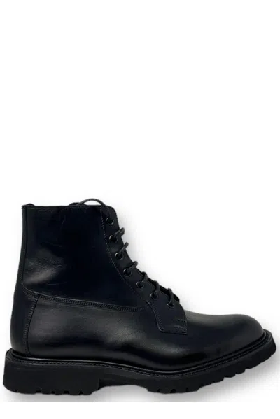 Tricker's Man Ankle Boots Black Size 10 Leather In Animal Print