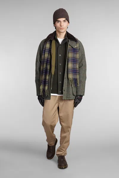 Barbour Patch Zip Card Cardigan In Green Wool In Green
