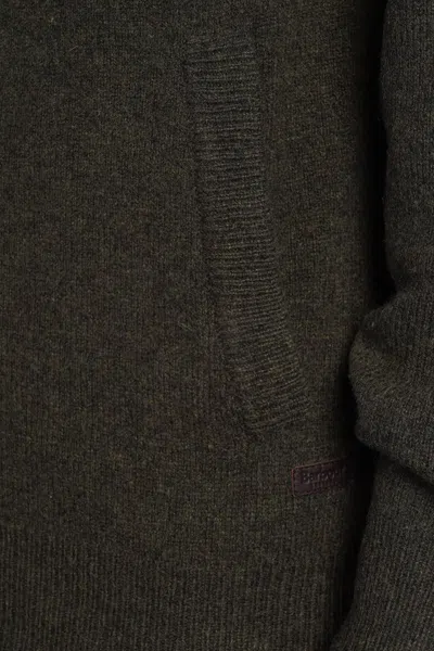 Barbour Patch Zip Card Cardigan In Green Wool In Green