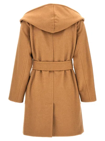 Max Mara Belted-fastening Coat In Brown