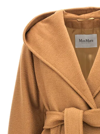 Max Mara Belted-fastening Coat In Brown