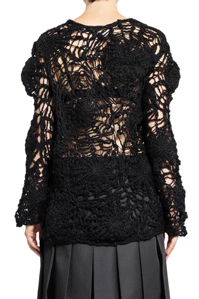 Comme Des Garçons Open Crochet Spider Web Knit Sweater In Black