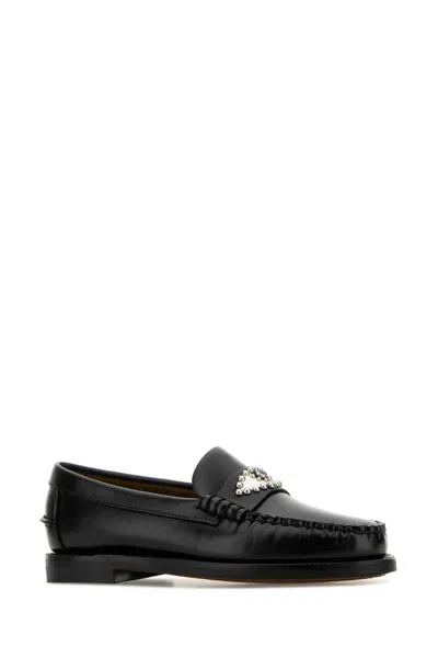 Sebago Eye Loafers With Embellished Detail And Round Toe In Black