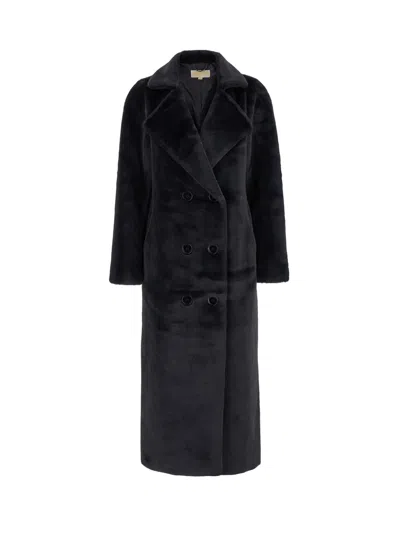 Michael Kors Black Double-breasted Coat In Neri