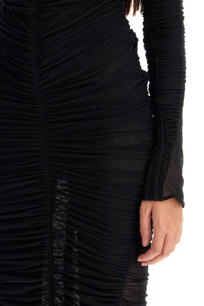 Shop Mugler Ruched Detailed Gown In Black