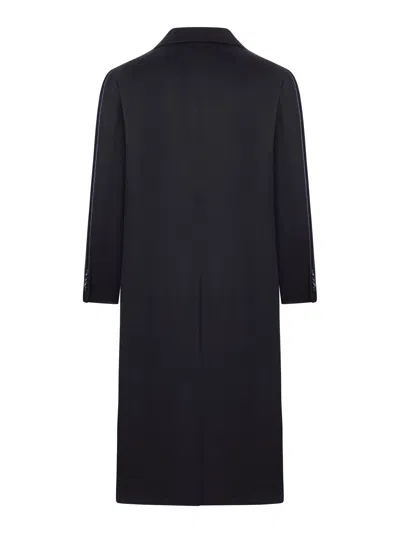 Shop Kiton Cappotto Doppiopetto In Cashmere In Blue