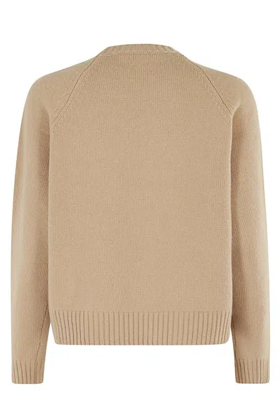 Shop Weekend Max Mara Crewneck Long-sleeved Jumper  In Camel