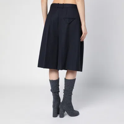 Shop Bottega Veneta Wide Black\/blue Melange Wool Bermuda Shorts In Black Blue Melange