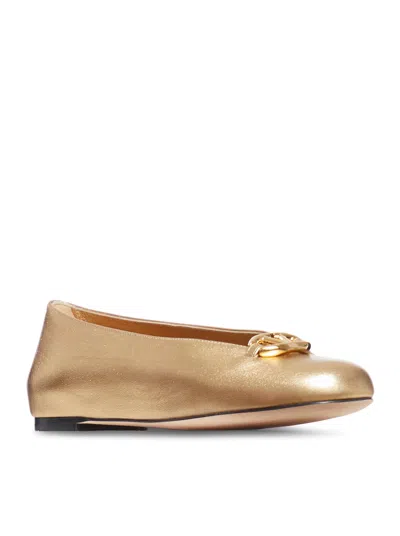 Shop Valentino Ballerina Vlogo Studio In Star Gold