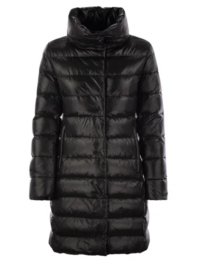 Fay Long Urban Hook And Loop Down Jacket In Black