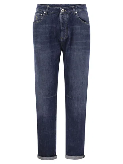 Shop Brunello Cucinelli Five-pocket Leisure Fit Trousers In Lightweight Denim In Dark Denim