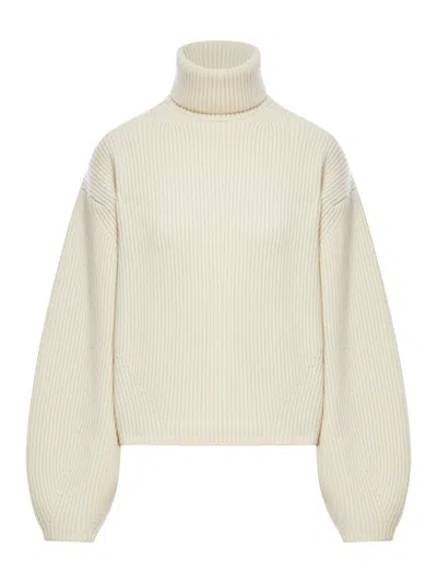 Shop Totême Ribbed Turtleneck Sweater In Off White