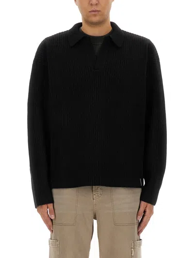Represent Knitted Polo. In Black