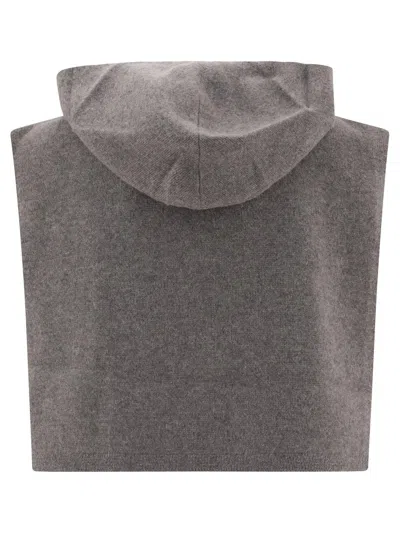 Shop Totême Sleeveless Hooded Vest In Grey Melange