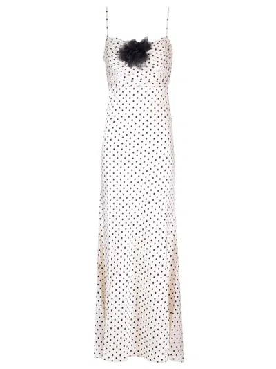 Shop Self-portrait Flowing Long Dress In Bianco