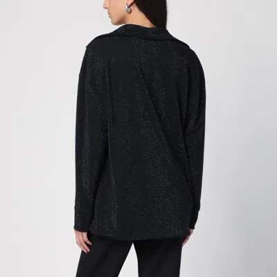 Shop Philosophy Di Lorenzo Serafini Black Jersey Blouse With Rhinestones In Nero