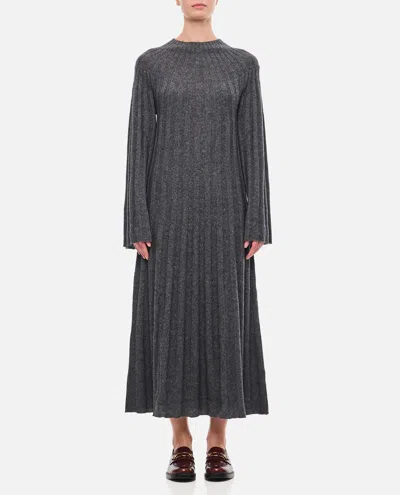 Loulou Studio Irma Ribbed Knit Wool Midi Dress In Anthracite Melange