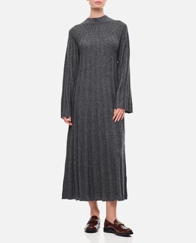 Loulou Studio Irma Ribbed Knit Wool Midi Dress In Anthracite Melange
