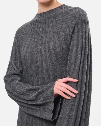 Loulou Studio Irma Ribbed Knit Wool Midi Dress In Anthracite Melange