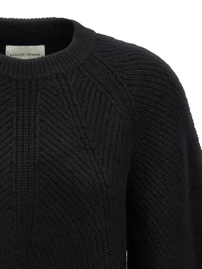 Loulou Studio Aranos Jacquard-knit Cashmere Sweater In Black