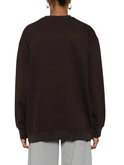 Shop Fendi Sweatshirt Ff Embroidery In Aubergine