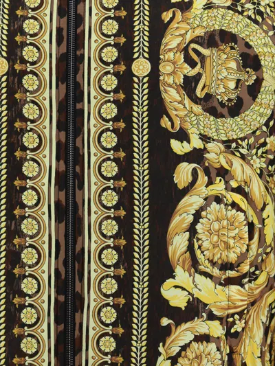 Versace Wild Barocco Reversible Bomber Jacket In Marrone E Oro