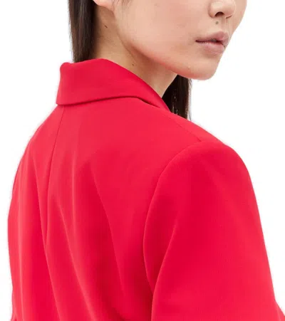 Ganni Light Twill Suiting Fitted Blazer Barbados Cherry In Red