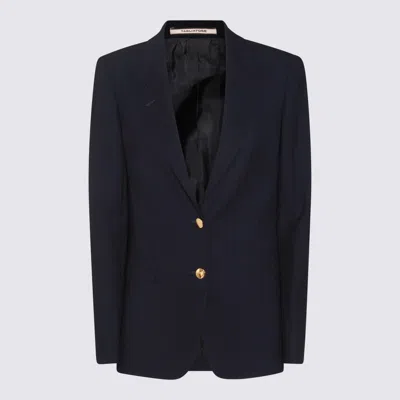 Tagliatore Navy Blue Crepe Texture Blazer In Blue