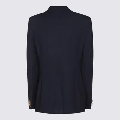 Tagliatore Navy Blue Crepe Texture Blazer In Blue