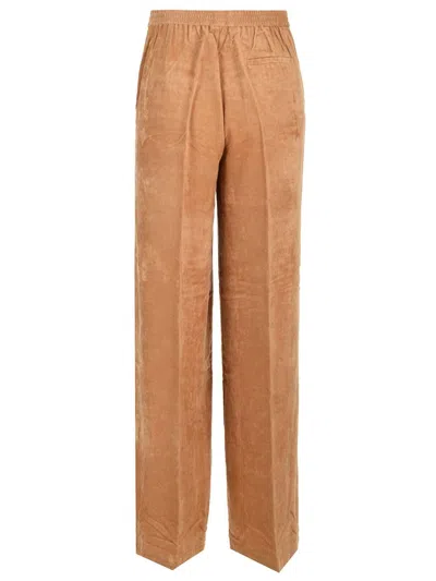 Shop Forte Forte Velvet Wide Leg Pants In Caramel