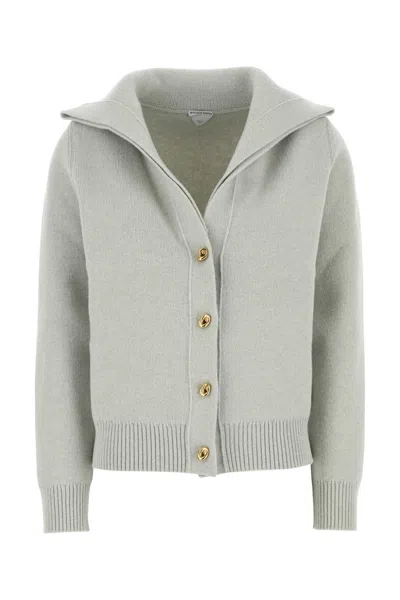 Shop Bottega Veneta Light Grey Wool Cardigan In Moon