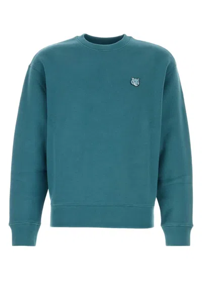 Shop Maison Kitsuné Air Force Blue Cotton Sweatshirt