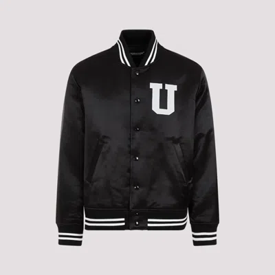 Undercover Satin Stadium Bomber Jacket In Black