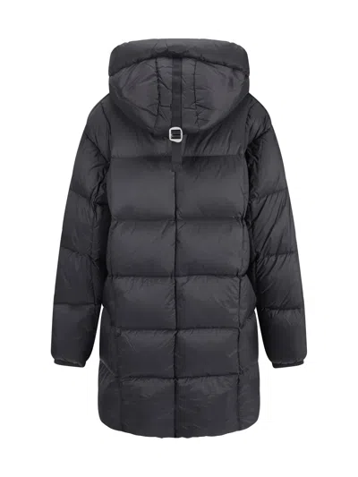 Parajumpers Puffy Quilted Black Nylon Down Jacket With Adjustable Hood And Functional Pockets In Pencil