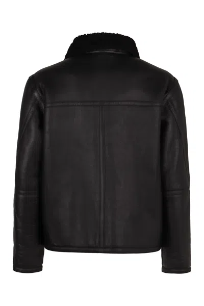 Shop Calvin Klein Leather Jacket In Beh Ck Black