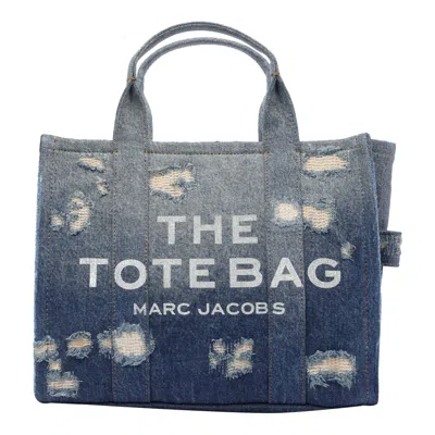 Shop Marc Jacobs The Denim Medium Rip And Repair Tote Bag In Punk Indigo