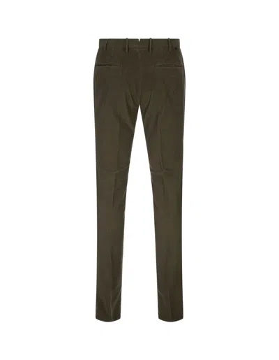 Incotex Moss Green Corduroy Slim Fit Trousers In Brown