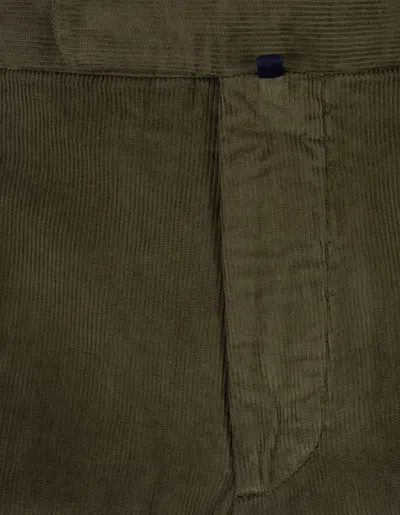 Incotex Moss Green Corduroy Slim Fit Trousers In Brown