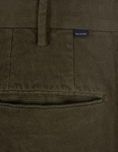 Incotex Moss Green Corduroy Slim Fit Trousers In Brown