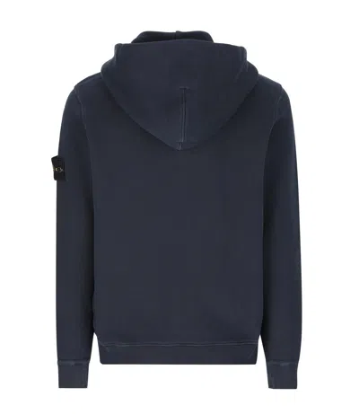 Shop Stone Island Logo-patch Zip-up Hoodie In Blue