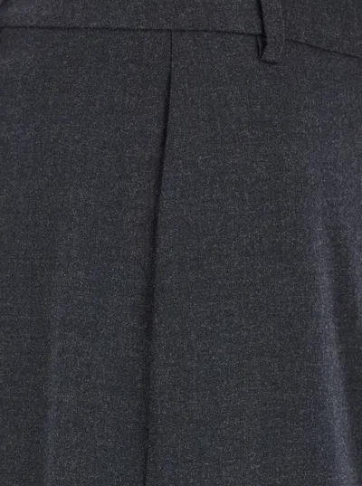 Theory Midi Grey Skirt With Slit In Wool Blend Woman In Grey
