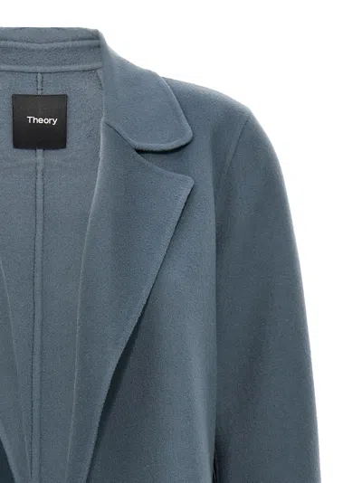 Shop Theory Clairene New Divide Coat In Rah Blue Granite