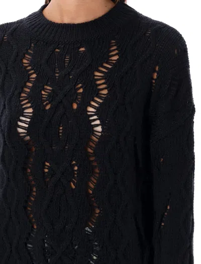 Our Legacy Cable Sonar Roundneck Clothing In Black Fisherman Wool